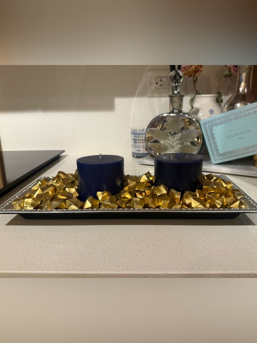 Rhinestone silver tray with accents